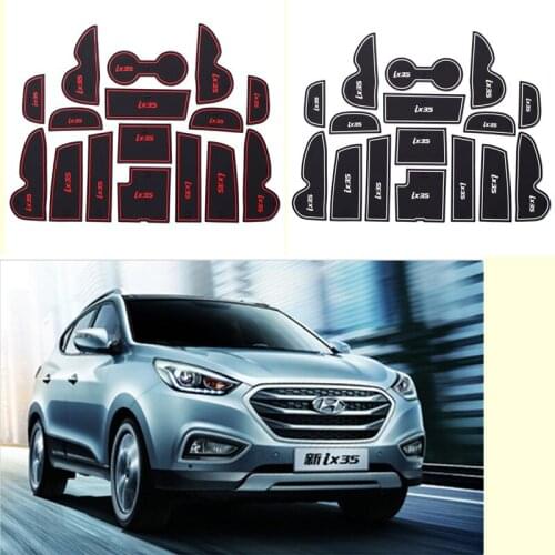 Door Slot Pad Mat 3D Rubber Mat Interior Cup Cushion Groove Mat Lnterior Anti Slip For Hyundai IX35 2009-2015 16pcs Car Styling
