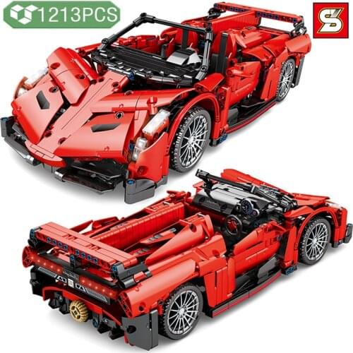 SY BLOCK Technical Diy Racing Sports Car Model Building Blocks World Famous Car Bricks Toys Children Education Gifts for Boys