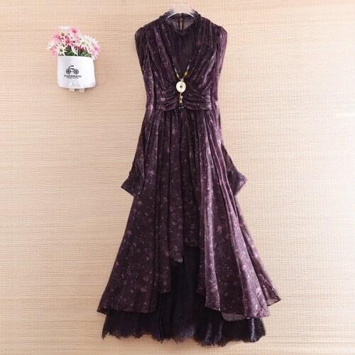 High-end Spring Summer Women Patchwork Lace Dress Retro Elegant Slim Lady Party Ball Gown Dress S-XL