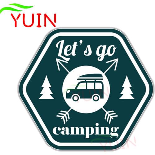 Funny Lets Go Camping Car Sticker Motorcycle Cars Accessories PVC Graphic Decoration High Quality Waterproof Decal 14*13cm