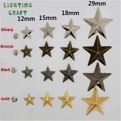 18mm Alloy Sewing Stars Rivet Golden/Black/Bronze And Silver Colors For Clothes/Shoes And DIY Crafts Handmade Project