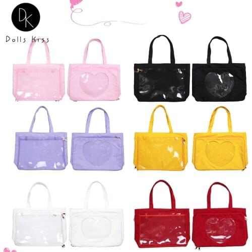 Ladies Lolita Show Doll Bag Women Double-Sided Transparent Love Pocket Ita Bag Cosplay Handbag and Kawaii Crossbody Bag for Girl