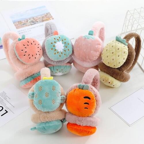 Fruits Embroidery Earmuffs Women Girls Fashion Style Lovely Cartoon Plush Autumn Winter Warm Thickening High Quality Earmuffs