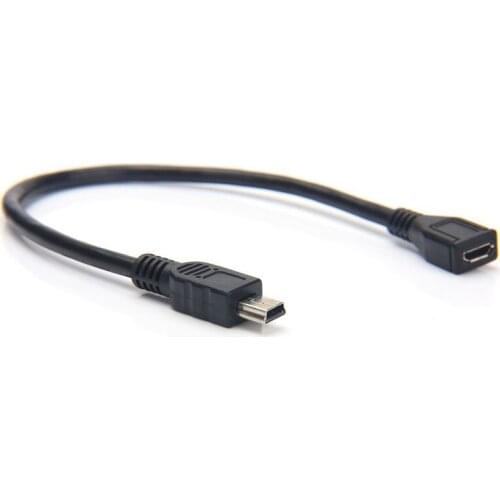0.25M Black USB 2.0 Mini 5-Pin Male to Micro Female Cable Adapter Charger Data Cable For Tablet Phone Transfer For MP3/MP4
