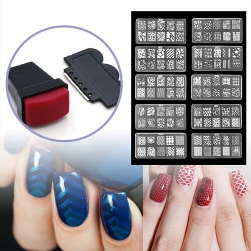 1 Set 10 Design Nail Art Image Stamping Plates Manicure Template Nail Art Tools Scraper DIY #94147
