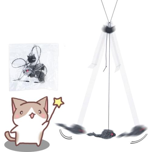 1PC Cat Toys Self-excited Hanging Door Retractable Funny Cat Scratch Rope Mouse Interactive Toy Cat Stick Pet Cat Supplies