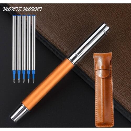 1PC New Luxury Business Rollerball Pen Sign Pen Wood Ballpoint Pens For Student Gift Pen School Stationery Supplies