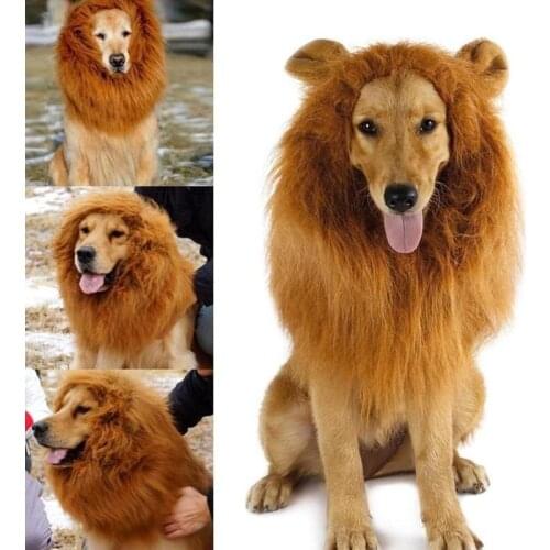 1PCS Pet Wig Funny Lion Headgear Hat with Tail Dog Festival Dress Up Decor Supplies Size S,M,L