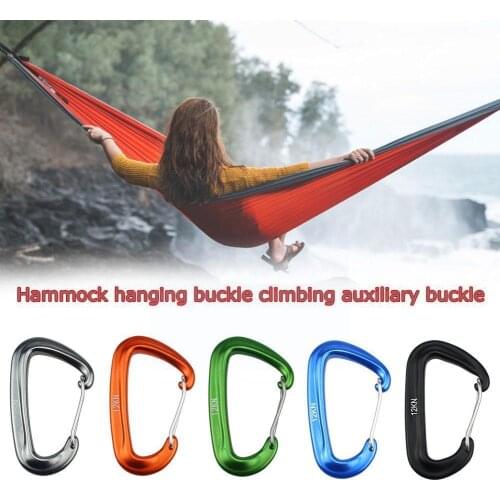 1PCS Durable 12KN D Carabiner Key Aluminum Wire Gate Backpack Locking Hammock Clip Equipment Hiking Camping Spring Climbing Y6T3