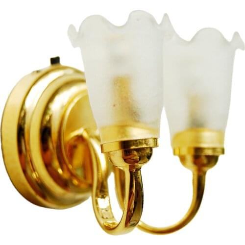 2Pcs 1/12 Dolls House Wall Lamp Light Mini LED Flower Shape Shades LED Lighting