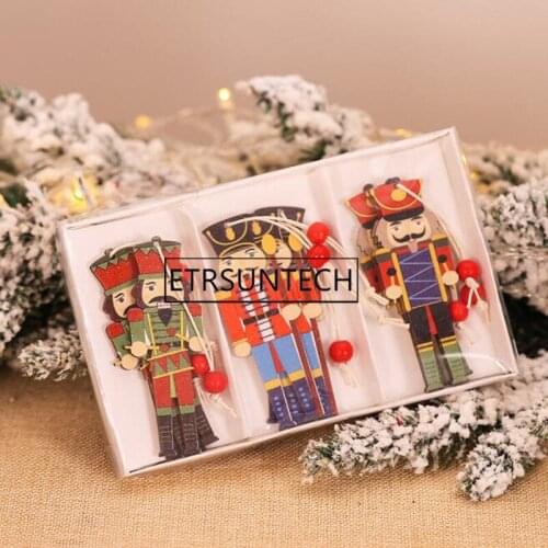 50sets Christmas Tree Decorations Wooden Nutcracker Soldier Christmas Ornaments Christmas Decoration for Home