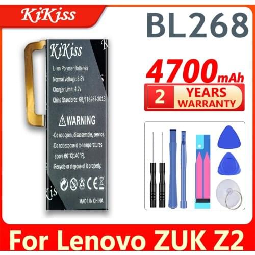 4700mAh Kikiss Battery BL268 BL 268 BL-268 for Lenovo ZUK Z2 Mobile Phone Replacement High Quality Battery Free Tools Gifts