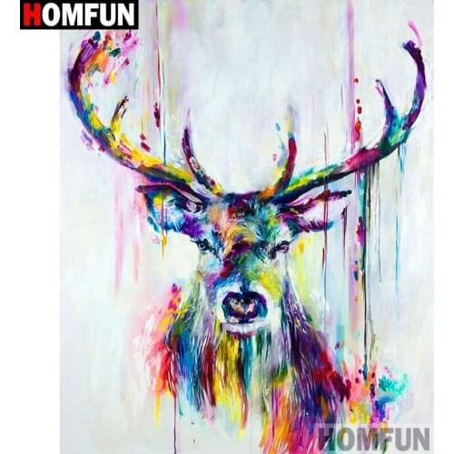 HOMFUN Full Square/Round Drill 5D DIY Diamond Painting "Oil painting deer" Embroidery Cross Stitch 3D Home Decor Gift A13002