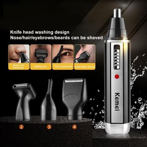 1 Set Electric Shaver with 4 Replacement Heads Detachable Structure Multifunctional Men Brow Sideburns Razor Shaver Fathers Day
