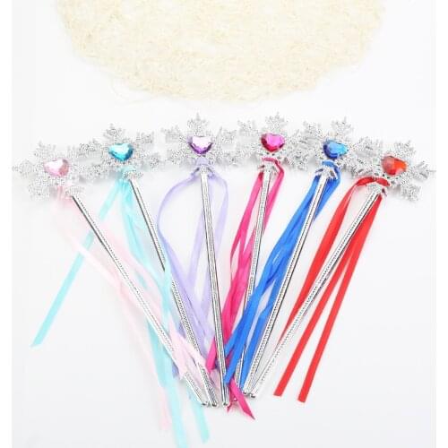Frozen Childrens Snowflake Magic Wand Toy Streamer Princess Magic Stick Blue Crystal Bow Toys For Girls Kids Party gift