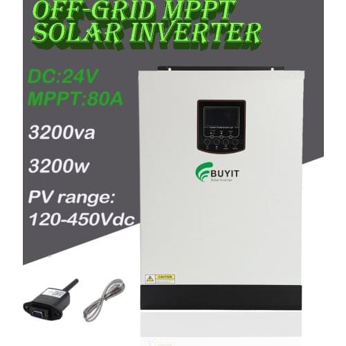 BUYIT 3200VA 24V 80A hybrid inverter mppt PV4000W WITH WIFI Pure Sine Wave Inverter Off Grid solar Inverter Can work no battery
