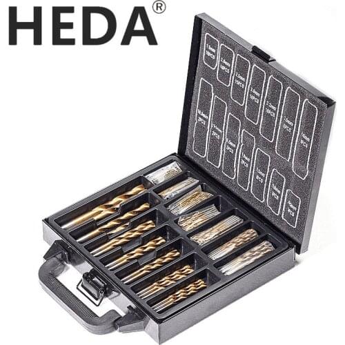 HEDA 99 PCS HSS titanium twist drill Woodworking hole sawing hacksaw eye drill bit set