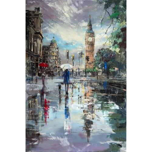 JMINE Div 5D London Street City Clock Tower Full Diamond Painting cross stitch kits art Scenic 3D paint by diamonds