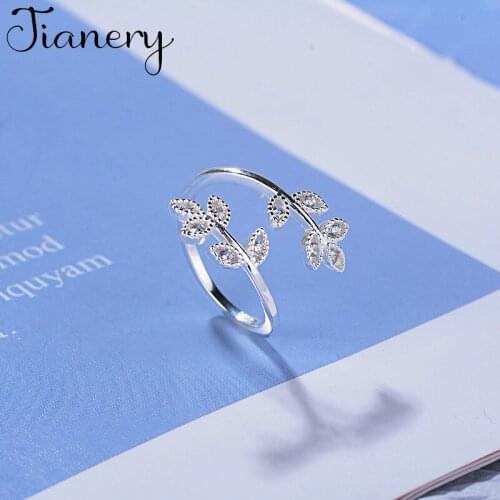 JIANERY Bijoux 2019 Simple Style Silver Color Leaf Rings For Women Gifts Large Adjustable Finger Rings