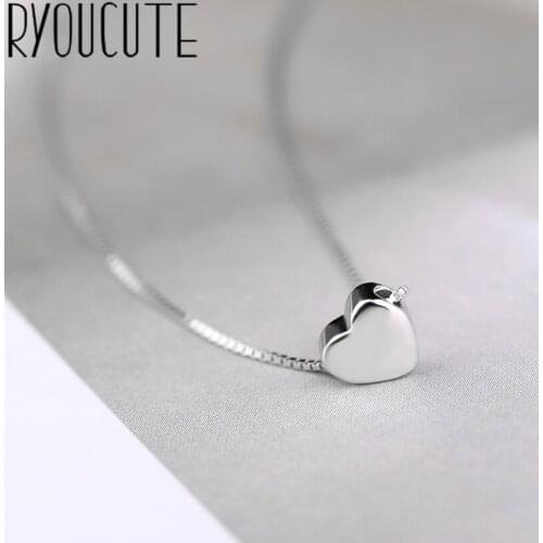Korean Romantic Silver Color Shiny Heart Necklaces Pendants For Women Lady Long Necklaces Wedding Jewelry