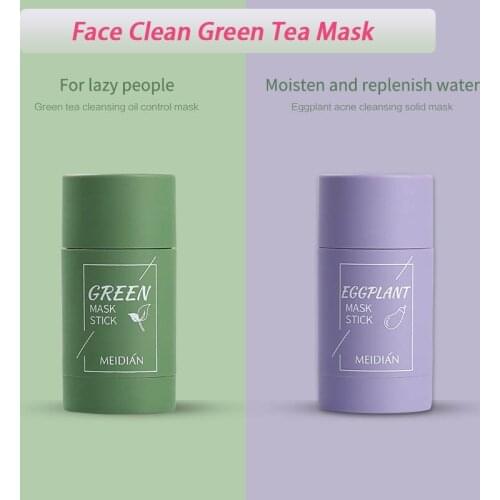 Green Tea Mask Stick Cleansing Purifying Face Mask Oil Control Anti-acne Eggplant Skin Care Remove Blackhead Mud Masks Face Care