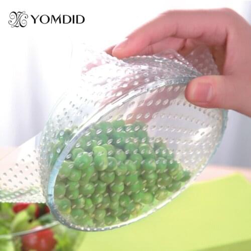 4Pcs Food Fresh Keeping Multifunctional Reusable Silicone Food Wrap Seal Cover Lid Stretch Envoltura De Alimentos
