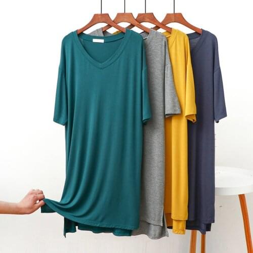 Fdfklak Korea Fashion Female Modal Nightgown Lady Short Sleeve Night Dress 2021 Summer New Dressing Gowns Sleepwear Dress