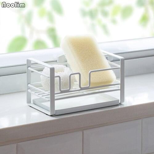 NOOLIM Iron Drain Storage Rack Sink Storage Shelf Sink Tabletop Cleaning Rag Shelf Kitchen Rag Sponge Holder Kitchen Organizer