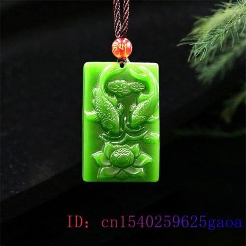 Green Jade Carp Pendant Necklace Fish Charm Natural Jadeite Gifts Women Gemstone Chinese Amulet Fashion Jewelry Carved