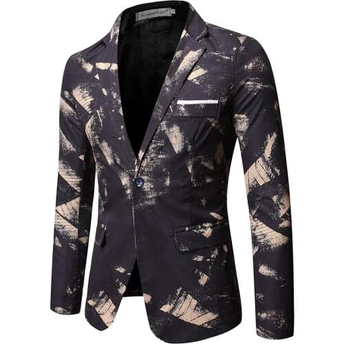 Korean Fashion Men Blazer Business Formal Clothes Printing Male Coat Nightclub Stage Dj Costume Wedding Men Suit Male Slim Fit