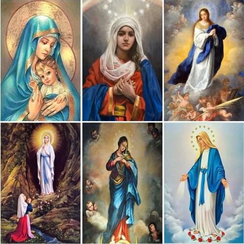 Full square embroidery Cross stitch dirll drawing Religion buddhism nun christianity 5d diamond painting kit set complet mosaic