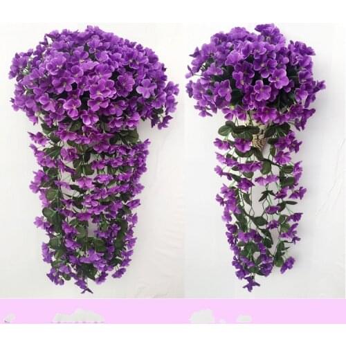 90cm Lifelike Violet Orchid Ivy Artificial Flower Hanging Plant Silk Garland Vine for Wedding Centerpieces Decorations Bouquet