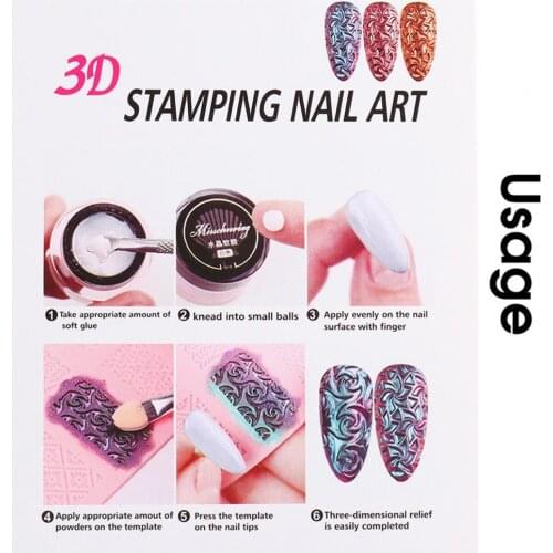 Embossed Patterns Nail Carving Mold 3D Silicone Relief Decorating Manicure Tool Art Stamp for Female