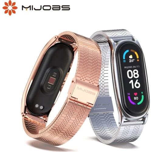For Mi Band 5 Strap for Mi Band 6 Bracelet Metal Wristbands for Xiaomi Miband 4 3 Pulseira Correa Strap for Mi Bend 4 Wrist Belt