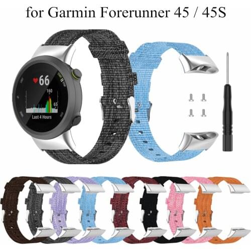Nylon Band For Garmin Forerunner 45 45S Smart Watch Strap Canvas Replacement Wristband With Tool For Garmin Swim 2 Band