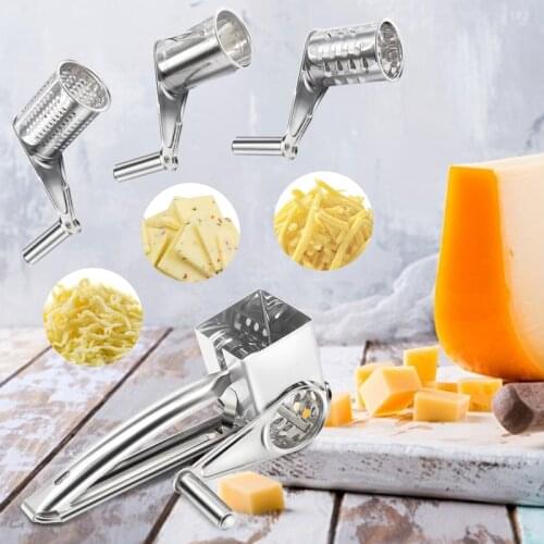 Rotary Cheese Grater Shredder Butter Cutter Stainless Steel Cheese Slicer with Handheld Drums Garlic Grinder Kitchen Tools