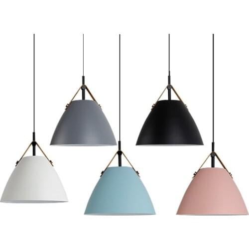 Nordic Denmark Macaron Single Head Pendant Lamp Bedside Dining Room Personality Belt Pendant Lamp Bedroom