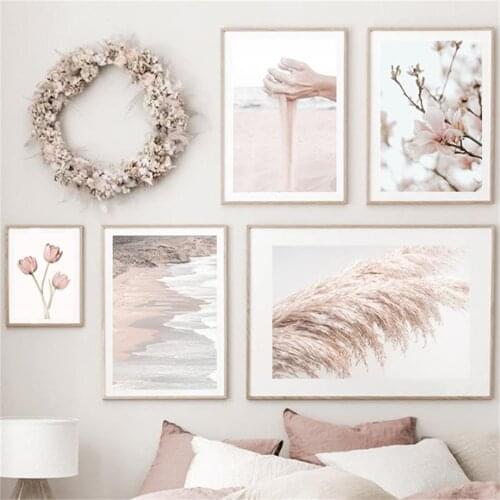Reed Sand Tulip Magnolia Beach Quotes Nordic Posters And Prints Wall Art Canvas Painting Wall Pictures For Living Room Decor