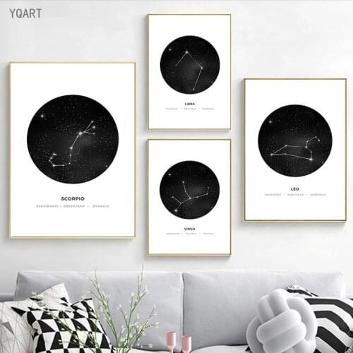 Constellation Nursery Wall Art Canvas Poster Prints Astrology Sign Minimalist Geometric Painting Nordic Home Room Decoration