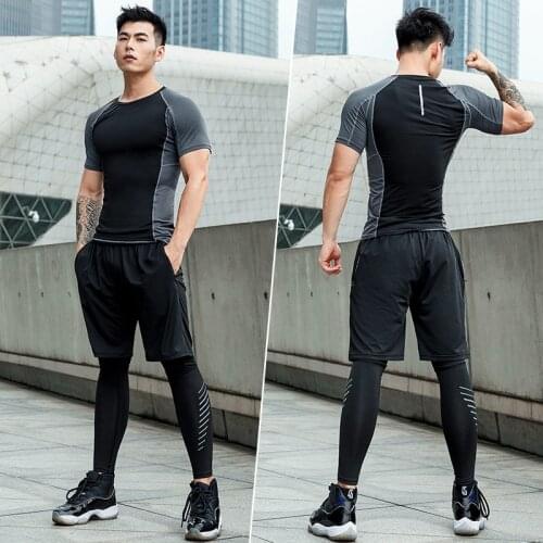 Mens Tracksuit Compression Sports Wear for Men Gym Fitness Clothing Running Jogging Suits Exercise Workout 5pcs / Set