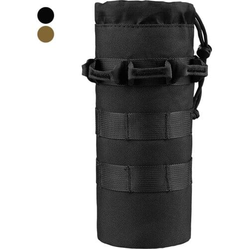 Water Bottle Pouch Tactical Military Molle Holder Drawstring Open Top Water Bottle Storage Travel Bag Cup Carrier Bag