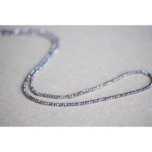 Light Grey Electroplated Faceted Glass Bead Necklace Women Clothes Decorative Necklace Best Gift For gril Long Endless Necklaces