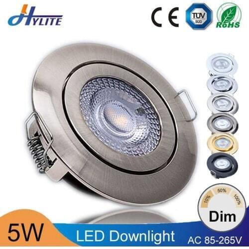 LED Spotlight Dimmable 5w 7W AC 85V-265V SMD Recessed Ceiling Lamp Round Indoor Bedroom Led Bulb Adjustable Downlight