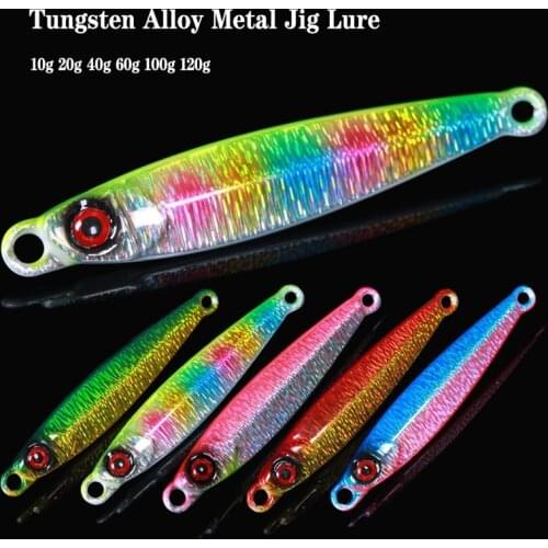 Luminous Tungsten Metal Jigs Fishing Lure 10g 20g 40g 60g 100g 120g Fast Sinking Metal Spoon Lures for Saltwater/Freshwater