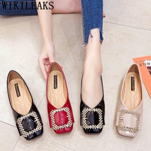 Square Buckle Luxury Brand Rhinestone Shoes Women Flat Shoes Women Square Toe Creepers Harajuku Shoes Loafers Women Ayakkabi