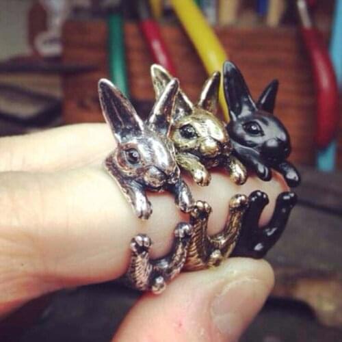 Unique Vintage Rabbit Ring Adjustable Hare Ring free ship