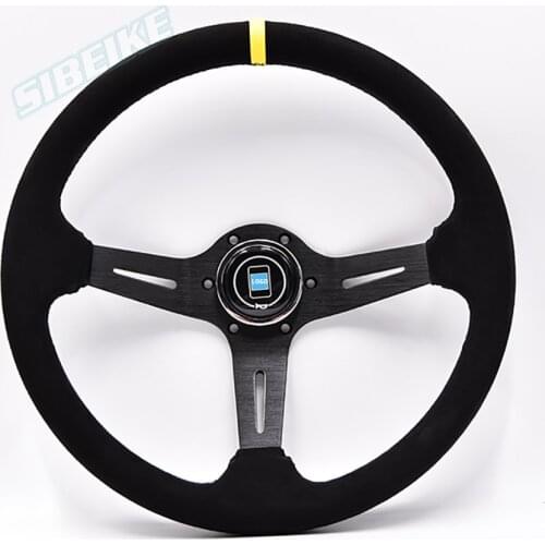 Universal Rally Drift Steering Wheel Deep Dish Suede Leather Racing Sport Steering Wheel