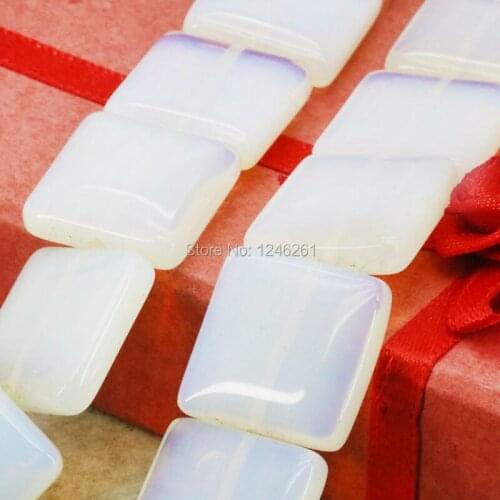 High Quality Accessories Sri Lanka Natural Moonstone Square Loose Beads stone Accessory Parts DIY Jewelry making 20mm 15inch