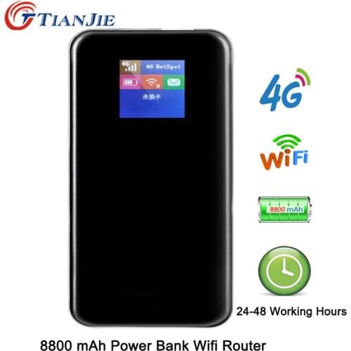 TianJie 4G Router 8800mAh Battery Power Bank 150Mbps Mobile Hotspot Car Wi fi Router 4G/LTE/Sim Card Modem Portable Broadband
