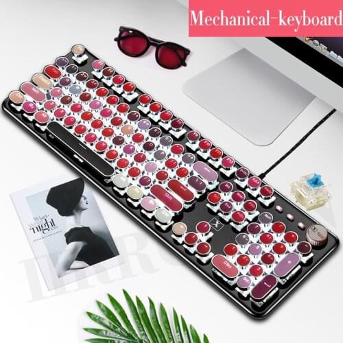 Green Axis USB 104 Keys RGB Game Mechanical Keyboard Girlfriend Birthday Gift Luxury Lipstick Trendy Fashion Mechanical Keyboard